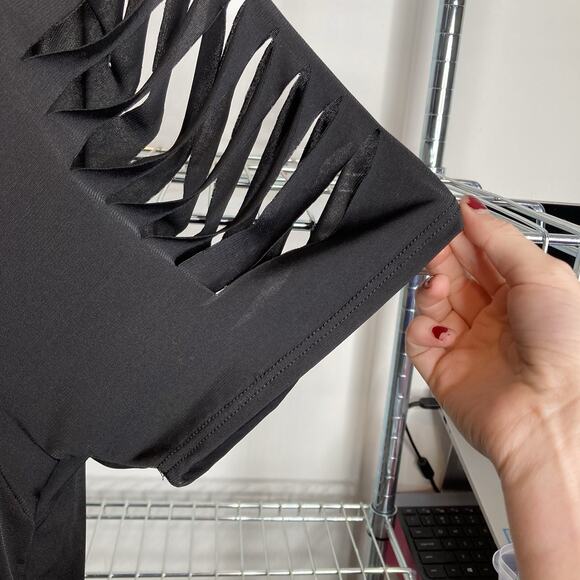 Jordan Taylor Women's Black Cutout Sleeve Tunic Top Size‎ XL Minimalist Stretchy - Picture 8 of 10